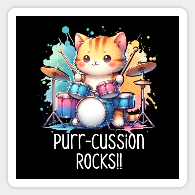 Drumming Kitty Beat: Purr-cussion Rocks Sticker by Ingridpd